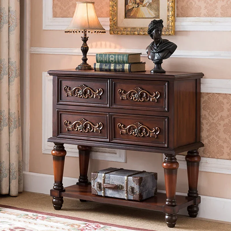 

European Console Solid Wood American Country Drawer Table Hallway Table Side Cabinet