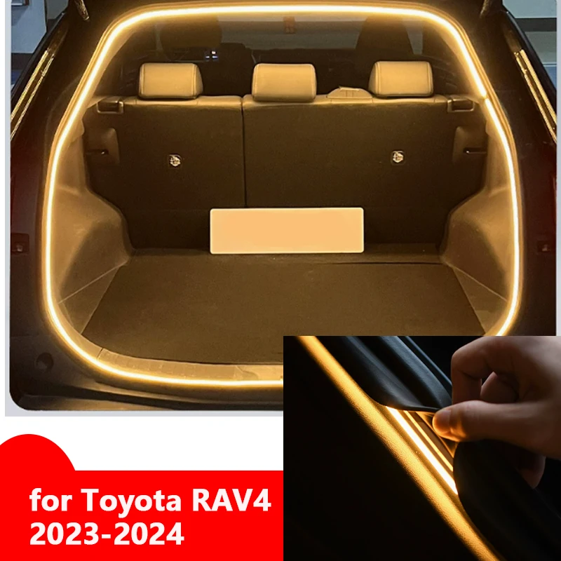 

Для Toyota RAV4 2023-2024 задняя светодиодная полоса багажника, полосы без потерь, док-станция, постоянный белый свет, полоса света багажника, окружающие полосы