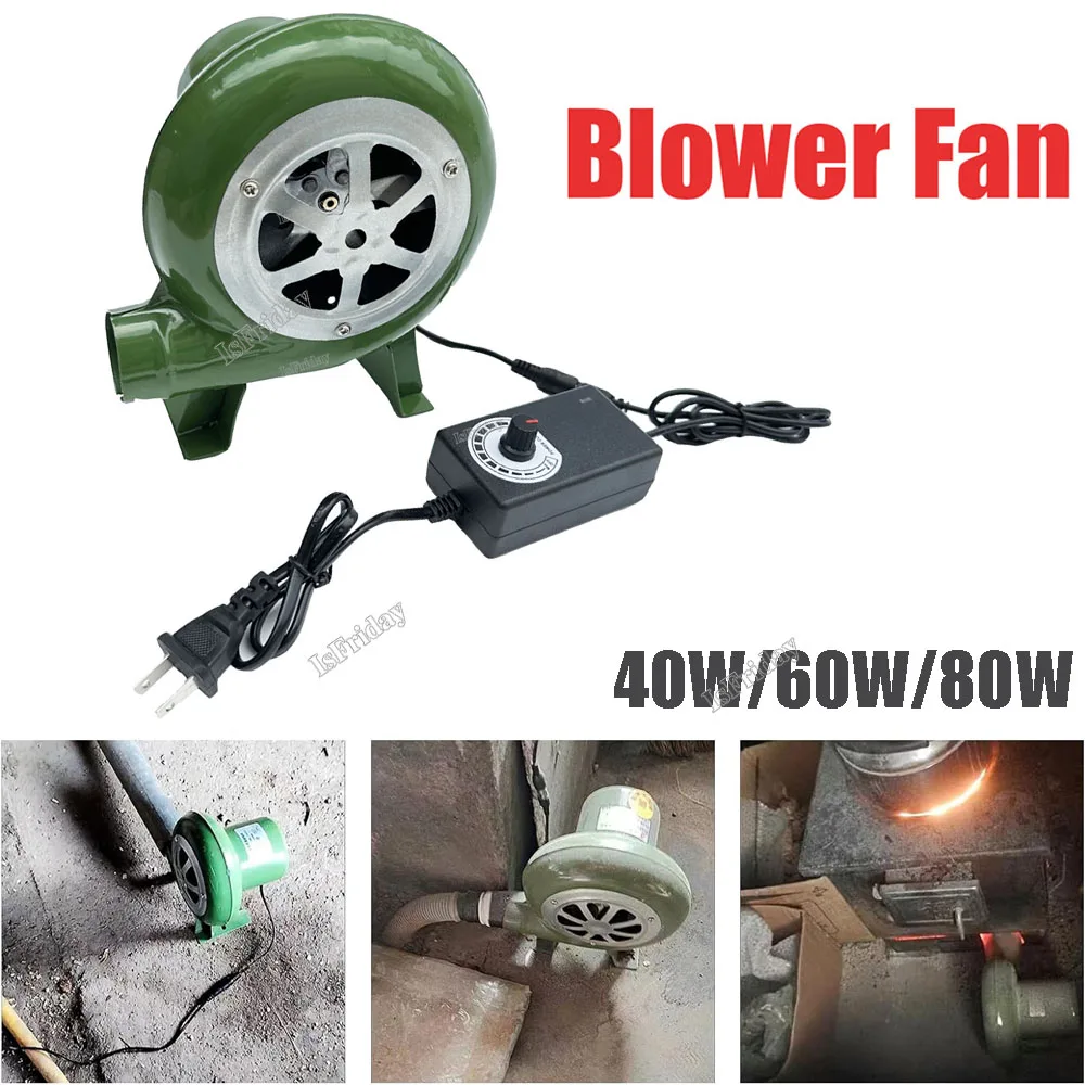 

40/60/80W Electric Blower BBQ Fan 100v 220v Powerful Blower Mini Blacksmith Forges Blowers with Speed Adapter AC100-240V M89B