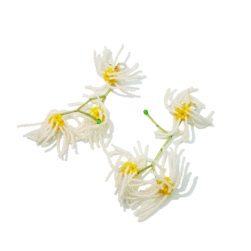 

*Маленькие и свежие дорожные длинные серьги с кисточками из бисера, большие тканые серьги для похудения лица