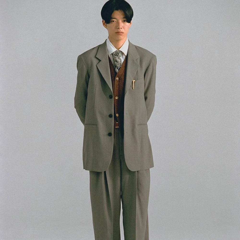 

Soild Color Men's Buisness Suits 2 Piece Jacket Pant Sets Notch Lapel Single-Breasted Casual Office Party Male Clothing Outfit