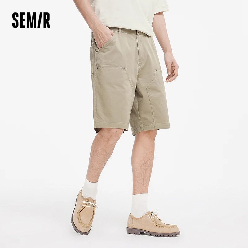 Semir ヴィンテージカーゴショーツ男性人気 2025 夏の新ルーズストレートレッグソリッドカラー多用途ボトムス