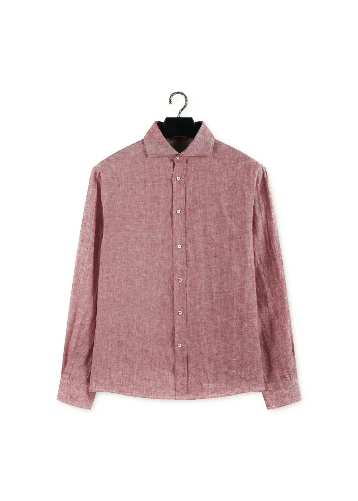 Men's Old Money Style 40S High-Density Linen Turn-Down Collar Yarn-Dyed Woven Drape Shirt 26SS New