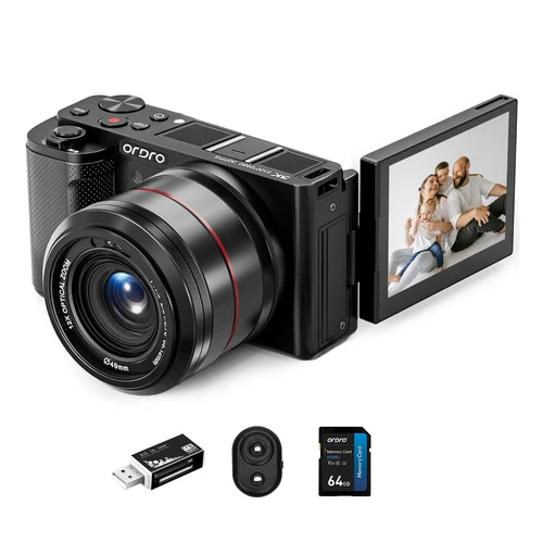 ORDRO G730 デジタルカメラコンパクト 4K Vlog ビデオカメラ 12X 光学ズーム 3.2 インチタッチスクリーンマニュアルオートフォーカス写真撮影用