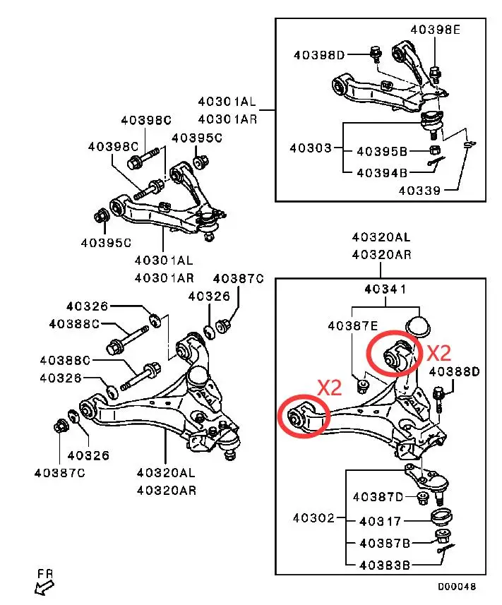 PAJERO V73V63V97V87V93 BUSHING,ARM,FR SUSP,LOWER 4pcs