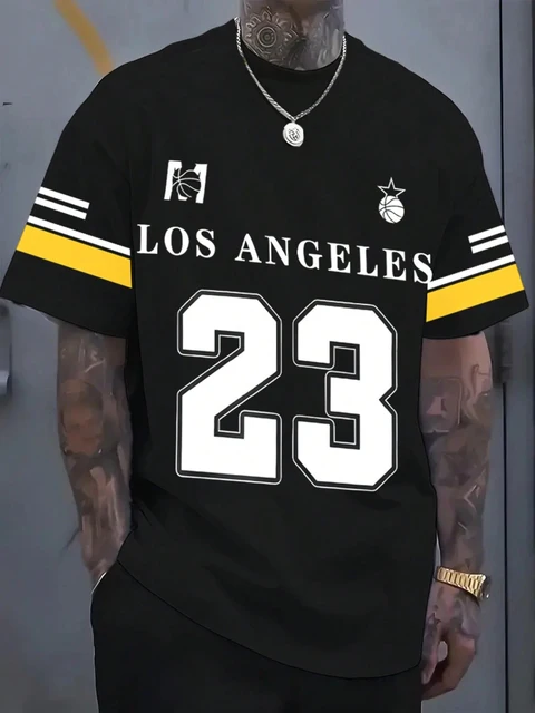 Men's Los Angeles 23 Basketball Style T-Shirt Casual Sport Streetwear Breathable Comfortable O Neck Short Sleeve Men's Clothing 2