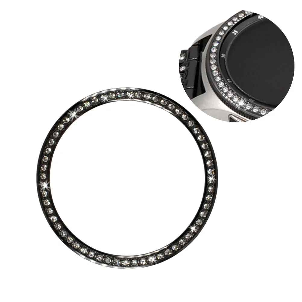 Diamond Mounted Alloy Bezel Ring Black Compatible for Galaxy Watch 46Mm Smart Watch Scratch Collision Protector Upgrade Fashion
