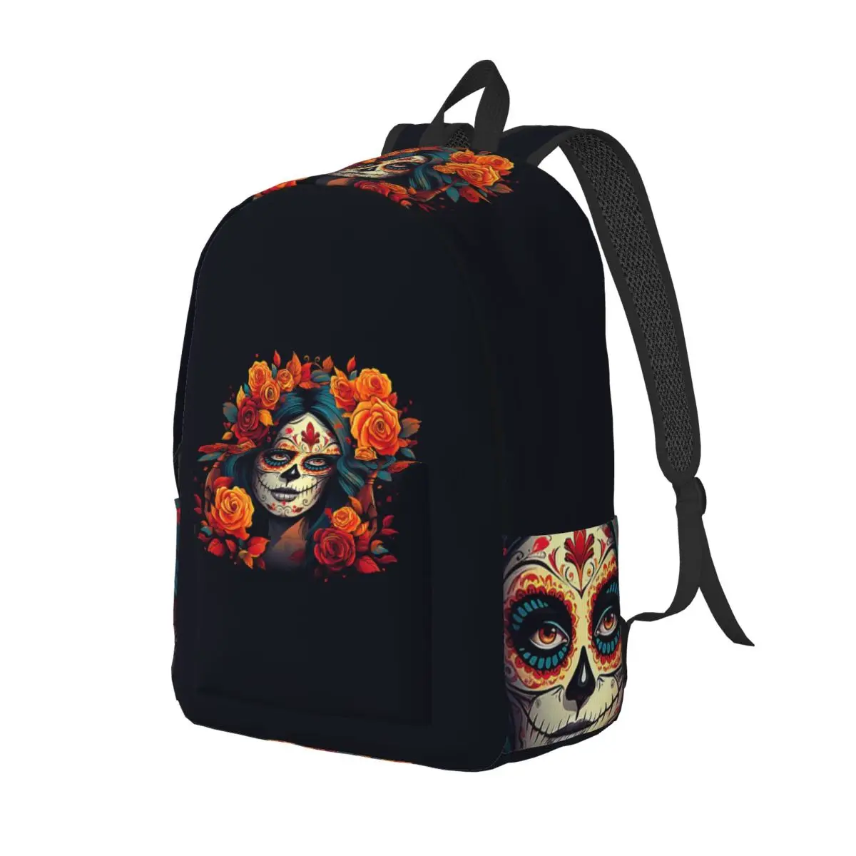 

Mexican Skull Calavera Illustration Backpack Daypack Large Capacity Children BookBag School Bag Shoulder Bags for Men Women