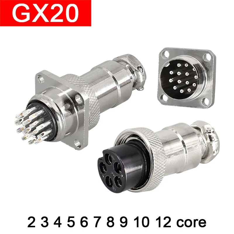 Aviation Plug Socket DF20 GX20-2 3 4 5 6 7 8 9 10 12 Pin Square Connector GX20 20MM 2P 3P 4P 5P 6P 7P 8P 9P 10P 12 core Square