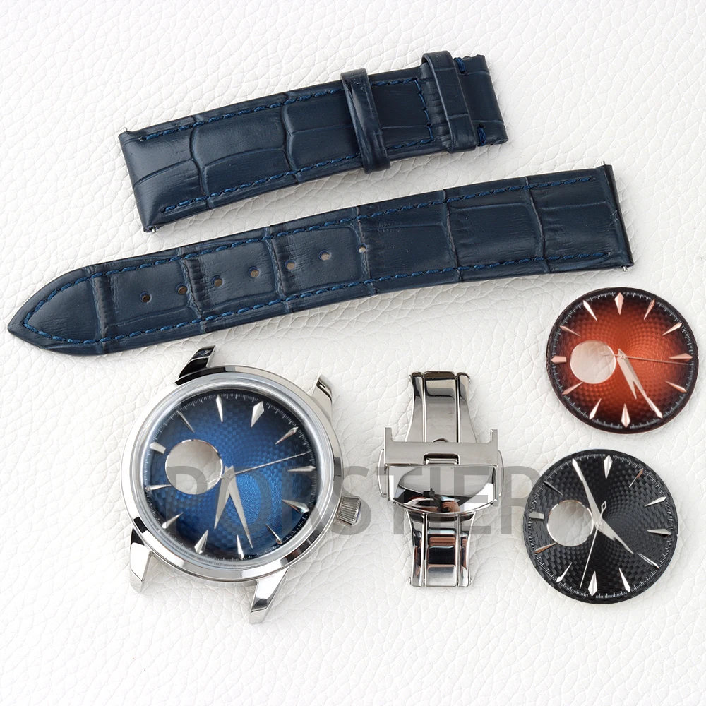 

40mm NH38 Arched Glass Case 35mm Hollow Dial Face with Hands for Cocktial Time Presage NH38 Movement Watch Replacement Parts