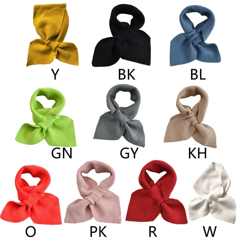 Women Knitted for Cross Collar Scarf Winter Thicken Warm Solid Color Crochet Loophole Neckerchief Sweet Bowknot War Dropshipping