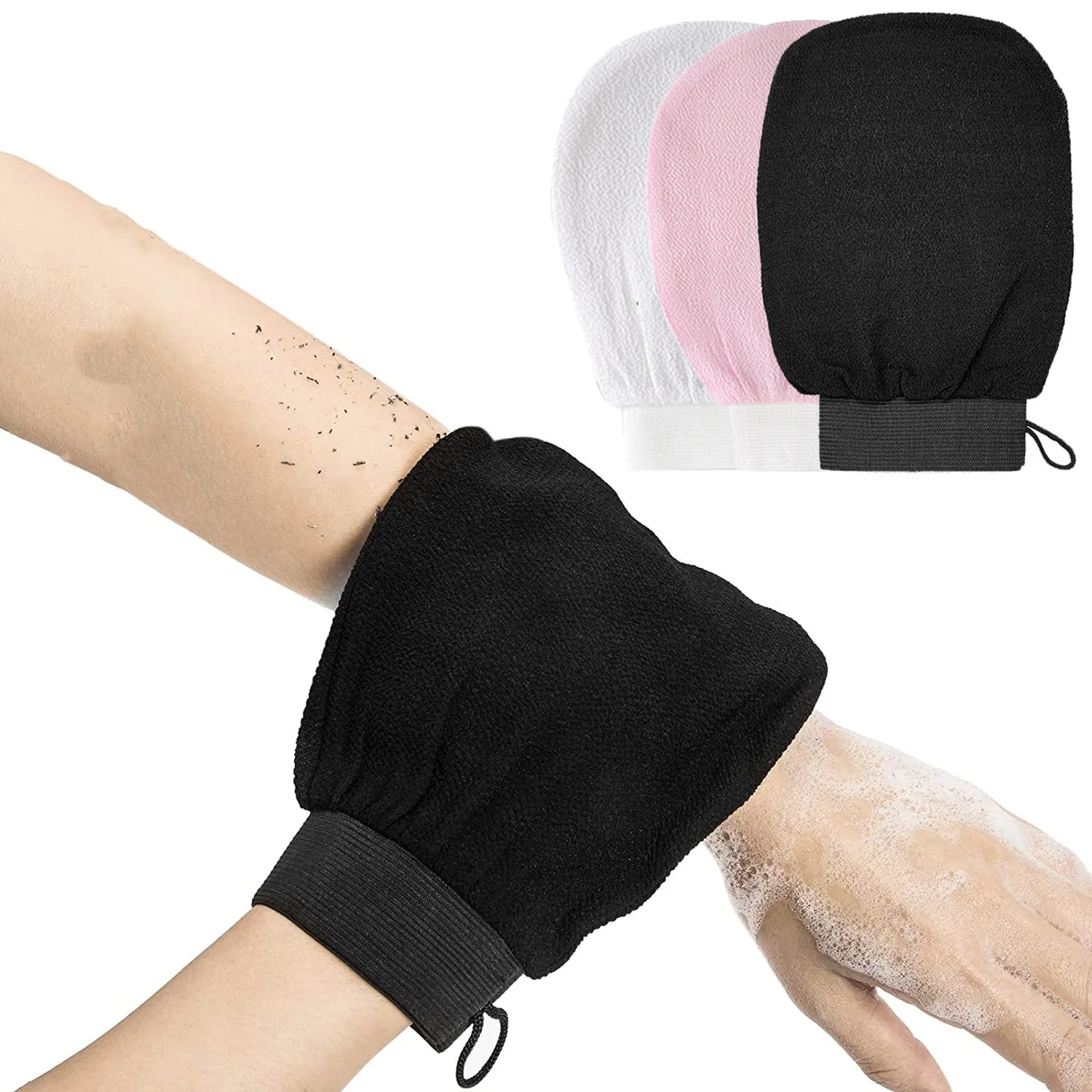 1pc Double Sided Bath Gloves Body Cleaning Scrub Exfoliating Shower Towel Back Scrubber Dead Skin Remover Bathing Massage Tools