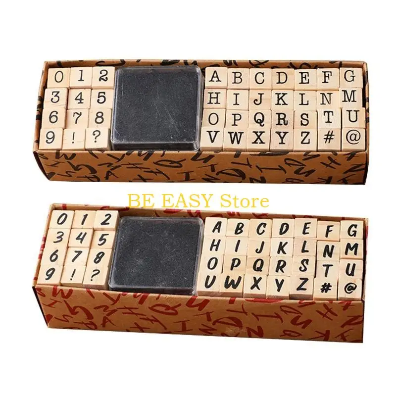 E28F 40Pcs/Box Number Letter Stamp Typewriter Font Handwriting Word Style