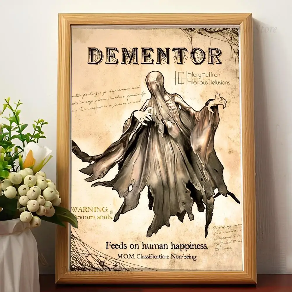 Pegatinas de póster de dragón de criaturas mágicas de Harry Potter, decoración del hogar, arte estético, Mural, decoración de habitación, pintura Digital, sala de estar, 1pc