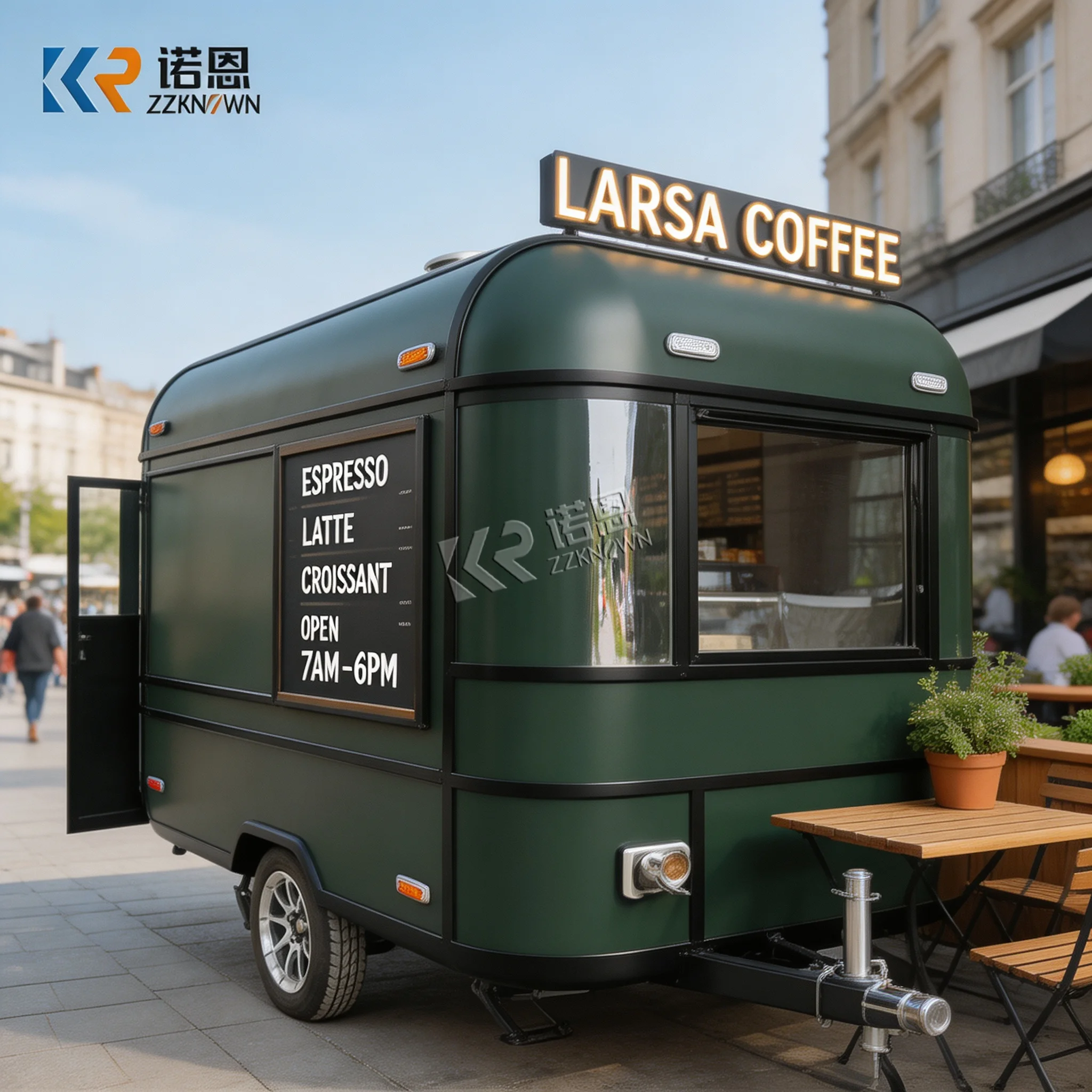 Large Mobile Kitchen Fast Food Cart Trailers Shawarma Food Truck with Full Kitchen on Wheels for Sale Shipping Container 19ft