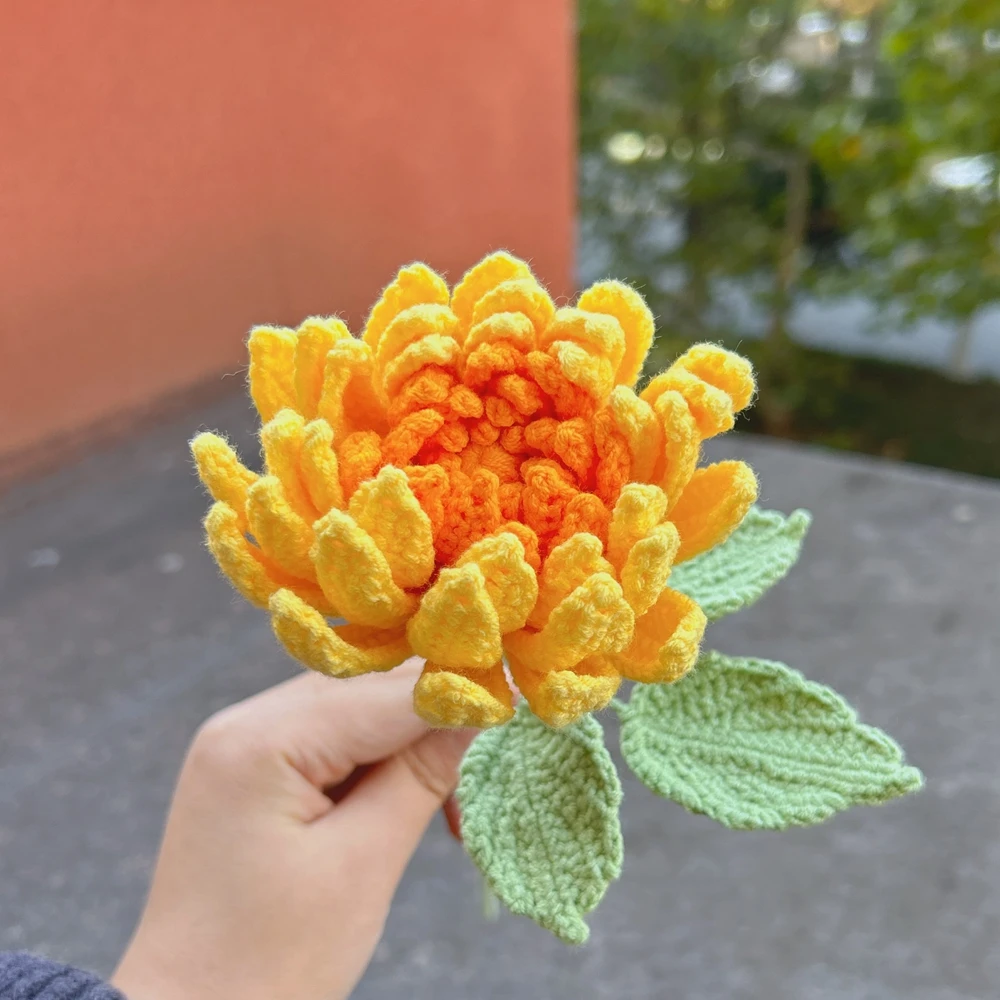 Dahlia gehaakte bloemen handgemaakte luxe roze paars kunstmatige gebreide bloemen thuis bruiloft decoratie diy boeket voor geschenken