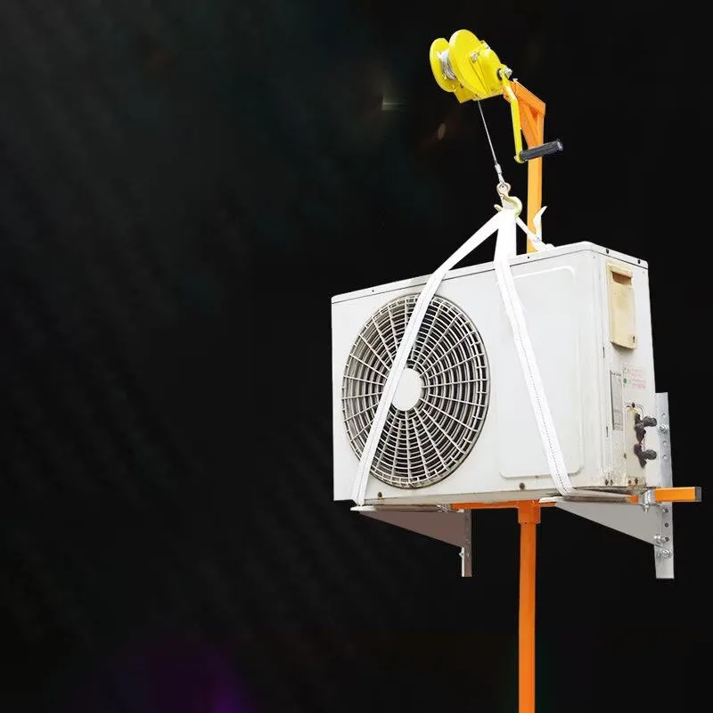 Manual Stainless Steel Lifting Crane 1200 Lb Capacity Self‑Locking Winch For Outdoor Air Conditioner AC Unit Installation Work