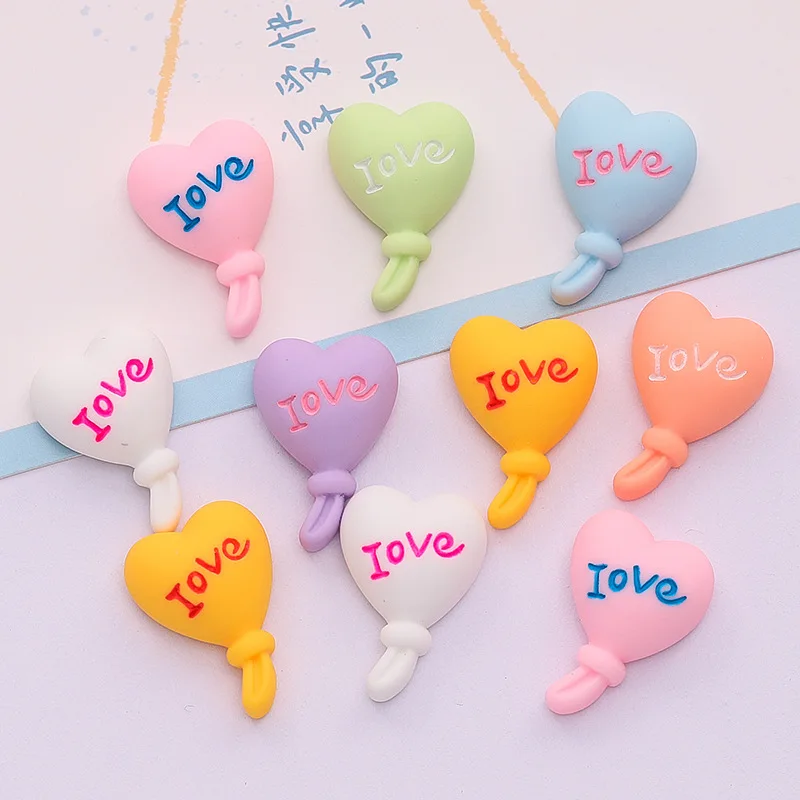 20pcs Pastel Resin Heart Balloon Flatback Cabochon 24mm Love Balloons DIY Jewelry Craft Decoration Accessories for Women Crafts