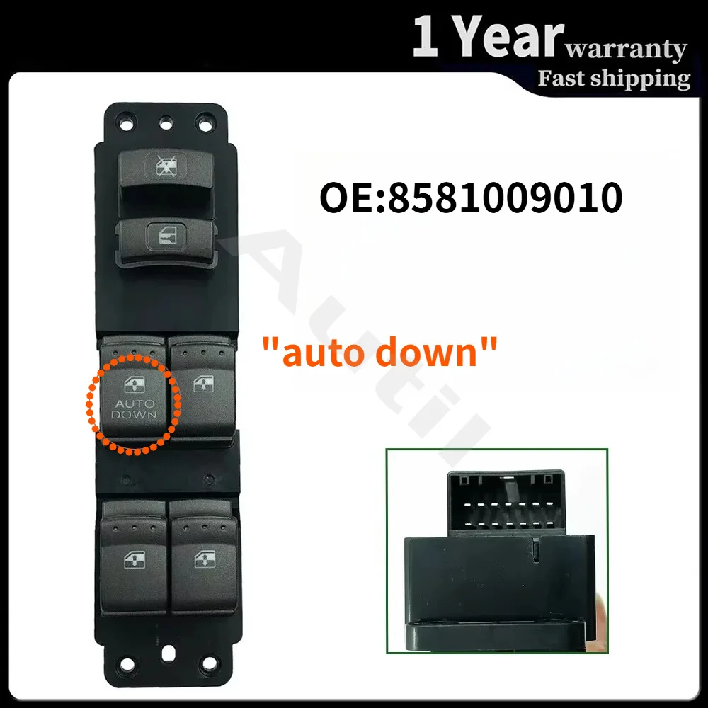 Front Left Master Power Window Switch 8581009010 for Ssangyong Actyon Kyron 2007-2009 Electric Glass Lifter Control Button