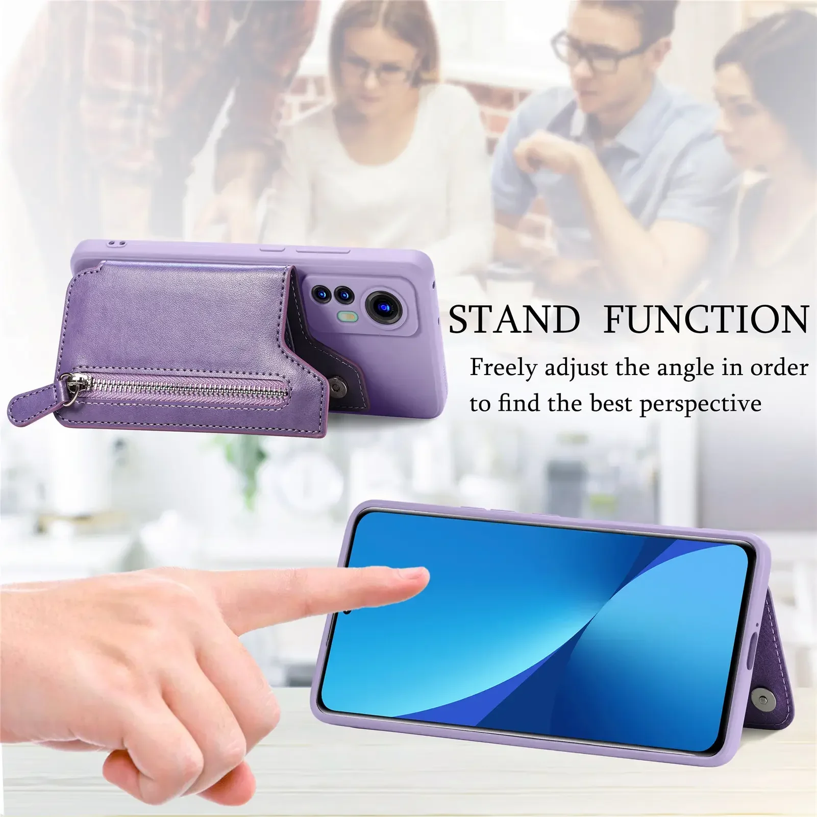 Zipper Wallet Cards Holder Leather Case For Redmi Note 13 12 Pro Plus 11 POCO X6 5G 13C 13T 12T 11S 10C Magnetic Stand Cover