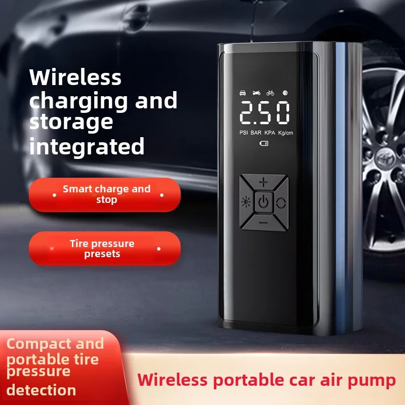 

Автомобильный воздушный насос, портативный автомобильный беспроводной насос с цифровым дисплеем, многофункциональный интеллектуальный электрический насос для шин