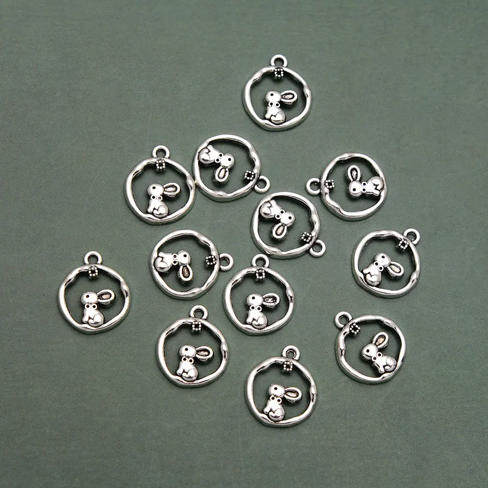 50pcs/lot--16x14mm Easter Charms Cute Rabbit Bunny Pendants For Diy Jewelry Making Findings Supplies Wholesale Bulk Hqd