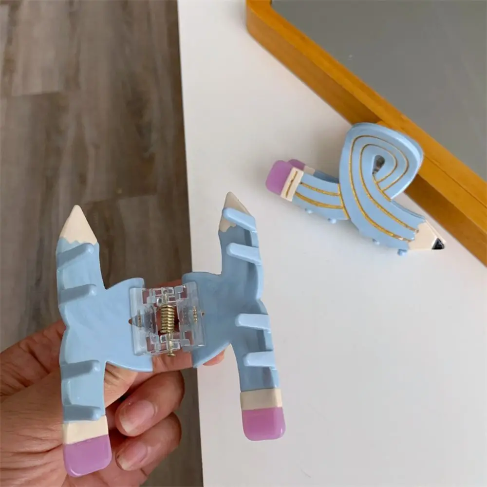 

Sweet Y2k Pencil Shape Hair Claw Korean Style Cross Acetate Claw Clip Ponytail Holder Hair Accessories Pen Shark Clip Outdoor