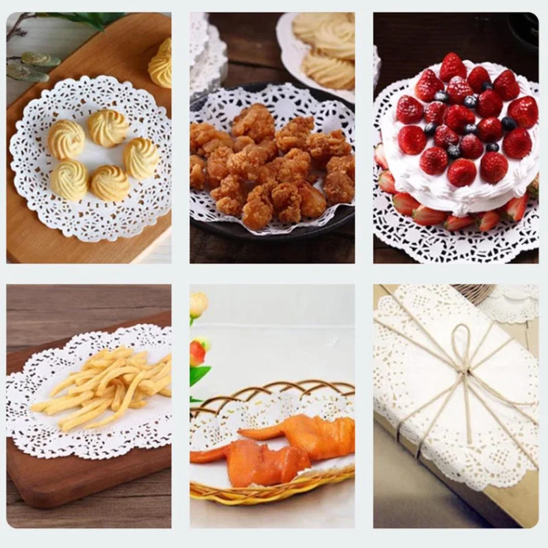 3.5″4.5″5.5″7.5″8.5″9.5-12.5″Lace Paper,Round Kitchen Food Paper/Oil Absorbent Paper/Doilies 100Pcs Placemats Baking Decor