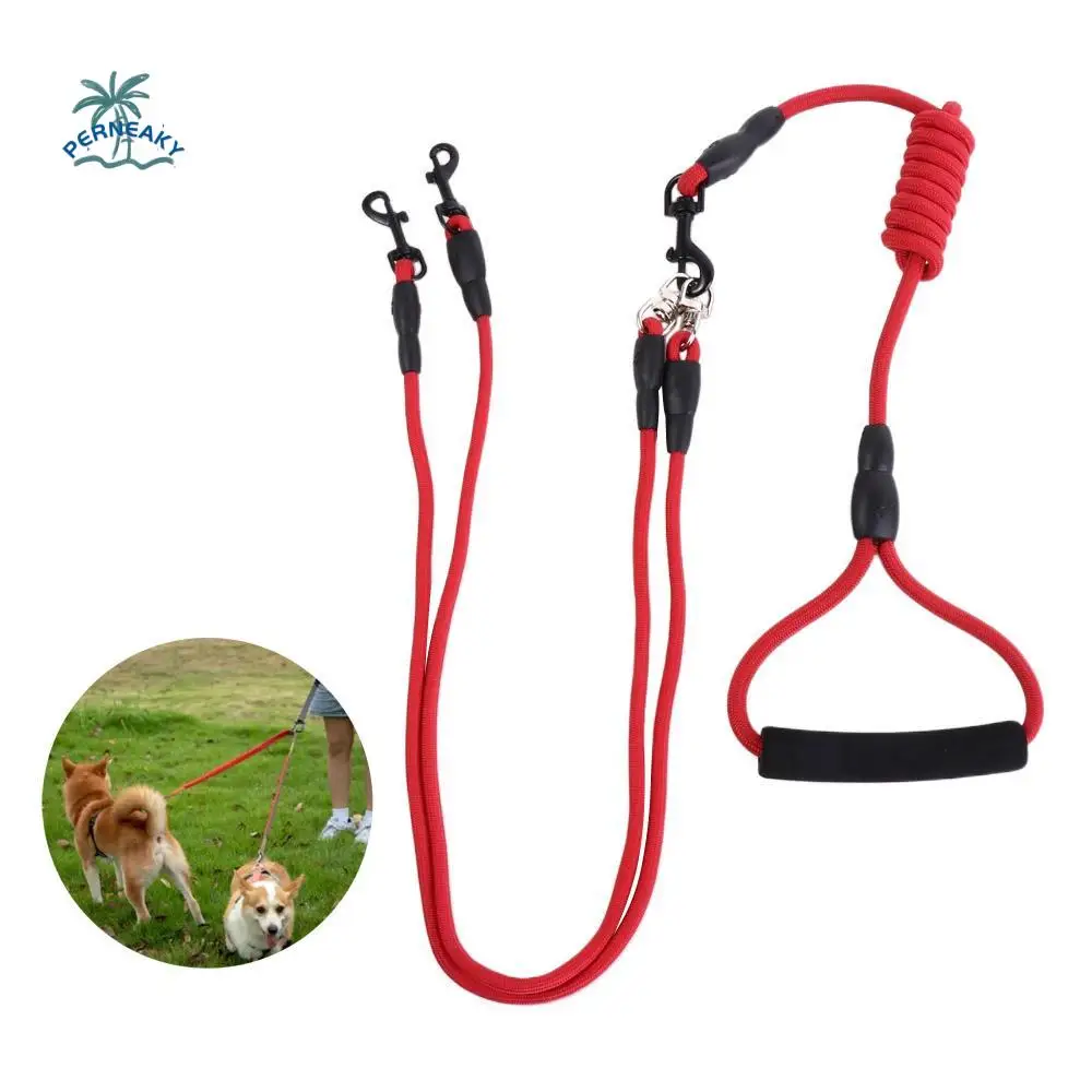 With Foam Handle 2/3/4 Way Pet Leash Nylon Adjustable Two Heads Dogs Leash 120CM Detachable Dogs Traction Rope Walking The Dogs