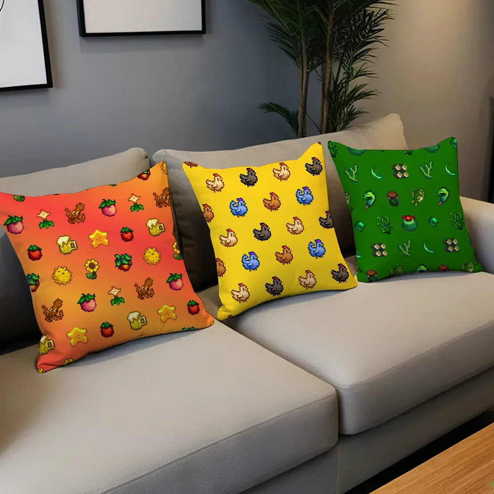 غطاء وسادة كلاسيكي Game Pixel S-Stardew Valley غطاء وسادة ناعم لأريكة غرفة المعيشة ديكور المنزل والمكتب أغطية حماية