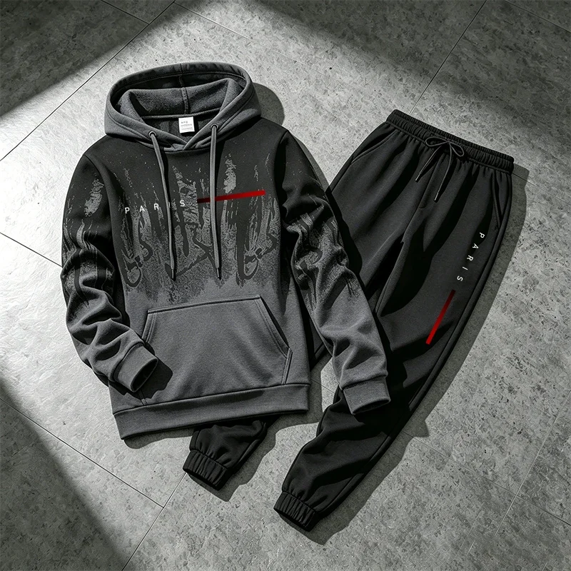 

2026 New Arrival Men's Tracksuit Hoodie&sweatpants Autumn Winter Daily Casual Sports Jogger Suit Urban Fashion Hooded Sportswear