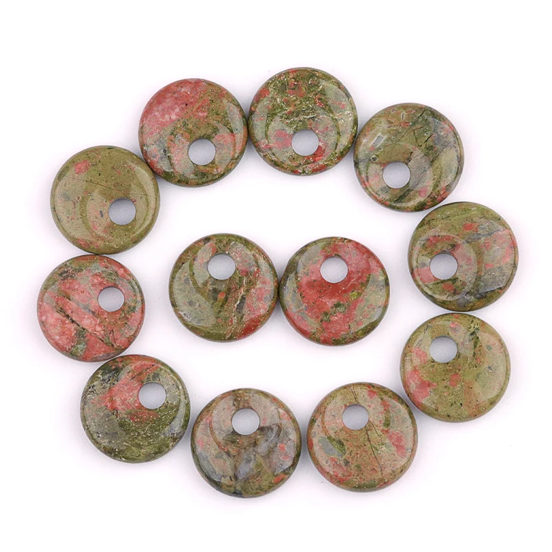 Cuentas de piedra Natural, cierre de princesa mezclado, 16 tipos de 20mm para dijes, fabricación de joyería, collar DIY, pendientes colgantes, Donut, venta al por mayor