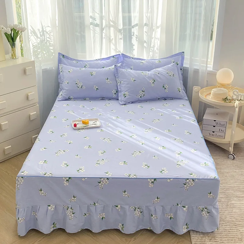 

100% cottor Bed Skirt,Pillow case No filler,Skin friendly and breathable Bedspread Fabric Mattress Cover For Bedroom Bedding