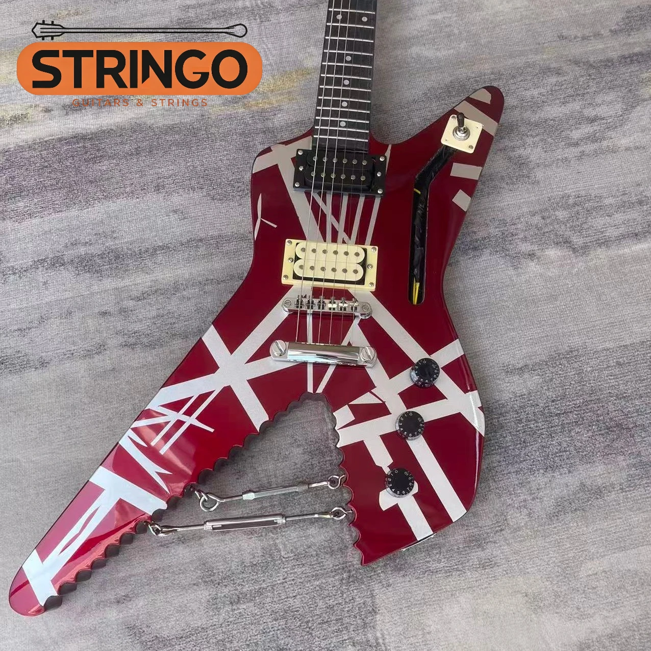 Shaped V Jagged Electric Guitar  HH Pickups Beginner Intermediate Players Indoor Heavy Metal Hard Rock Practice Performance