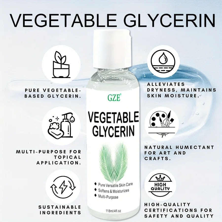 GZE Vegetable Glycerin, 100% Pure, Versatile Skin Care, Softening and Moisturizing, Multi-PURPOSE AND VERSATILE SKIN CARE