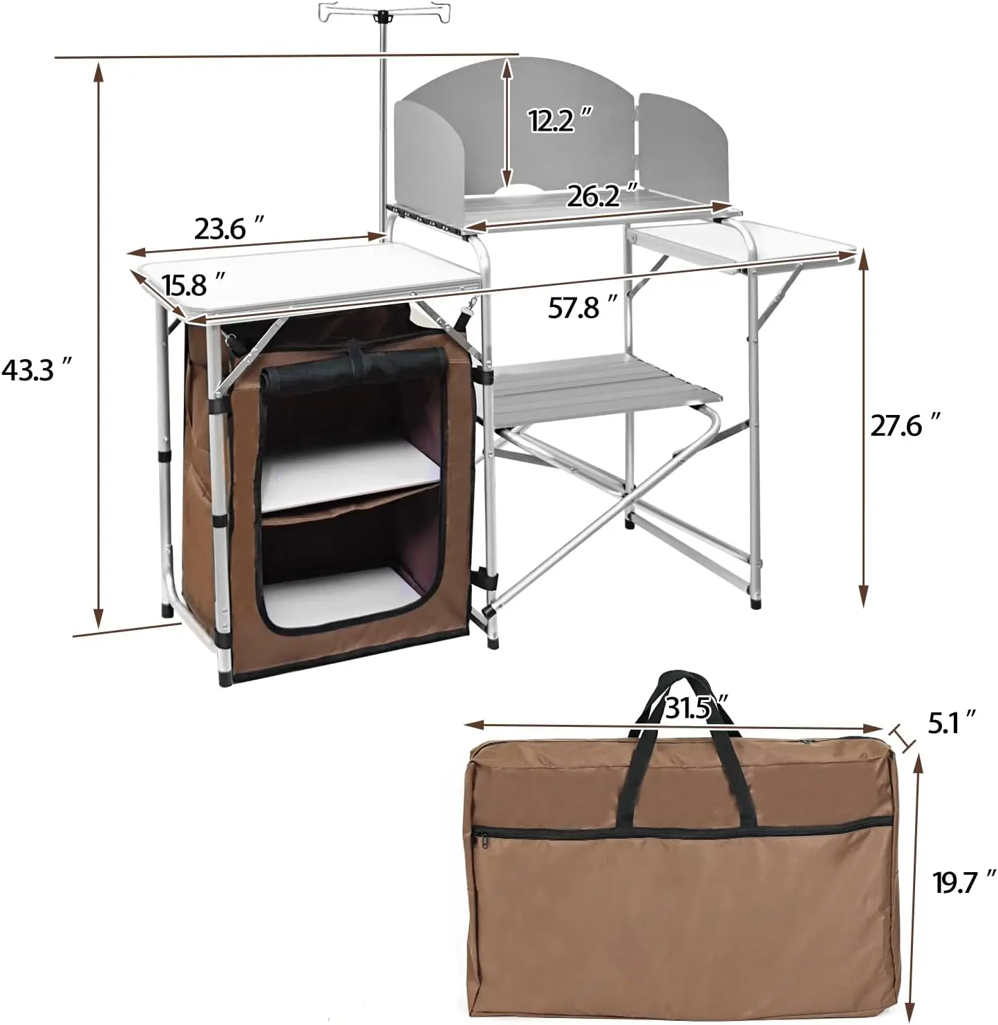 hit productPortable Lightweight Modern Outdoor Folding Cooking Table Storage Organizer Aluminum Camping Furniture Panel Design H