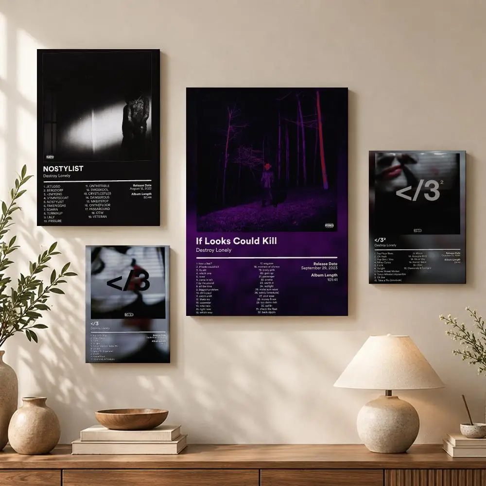 D-Destroy L-Lonely Album Framed Wall Painting HD Wood Framed Canvas Poster Wall Art For Bedroom Living Room Bar Home Decor