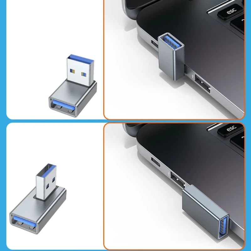 90 stopni USB do USB Adapter kątowy męski do żeńskiego łącznik wtyczka do laptopa PC 10Gbps wysokiej dane prędkości transferu