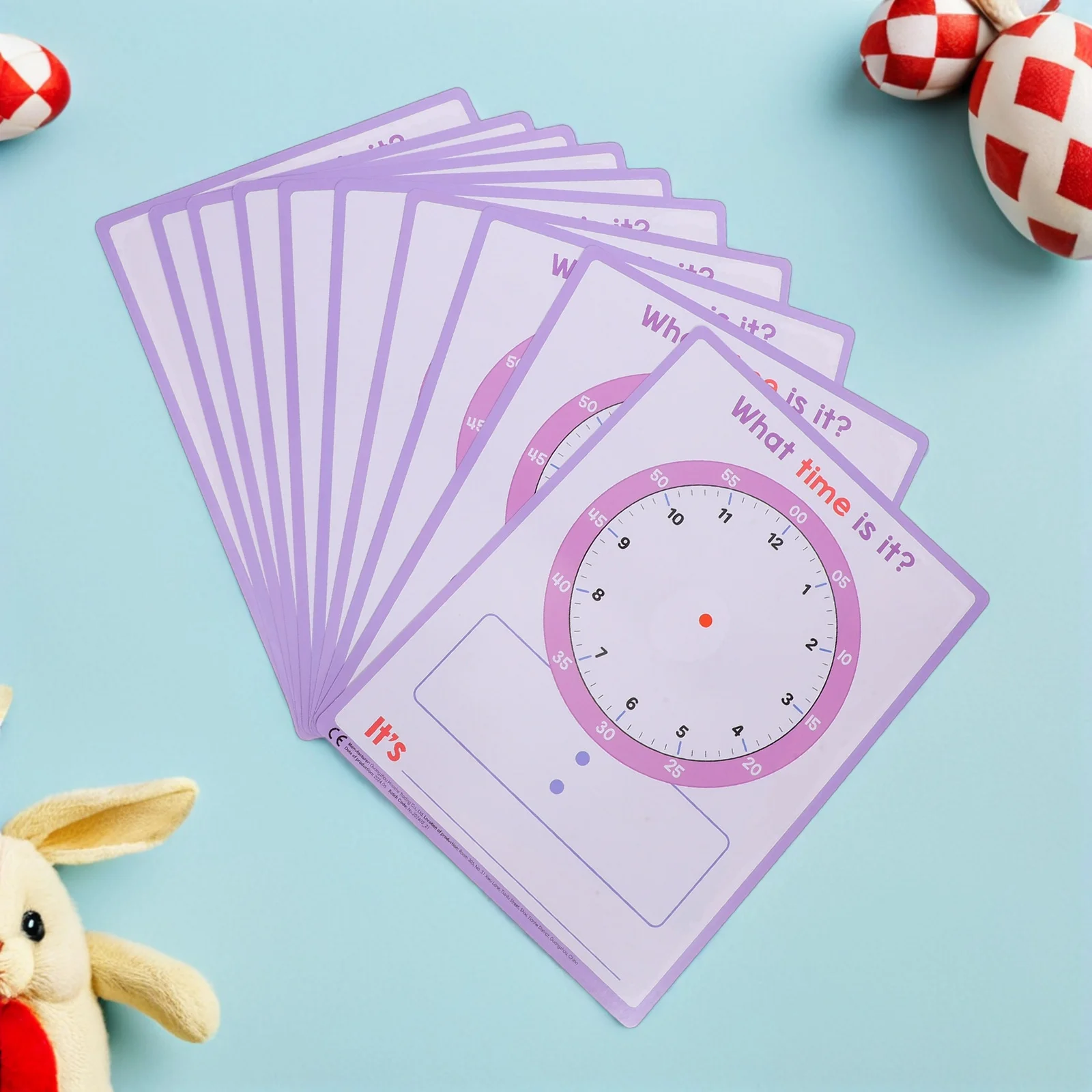 

10 Sheets Time Cognition Handwriting Paper Reusable Double Sided Clock Paper for Classroom Time Learning Sheets