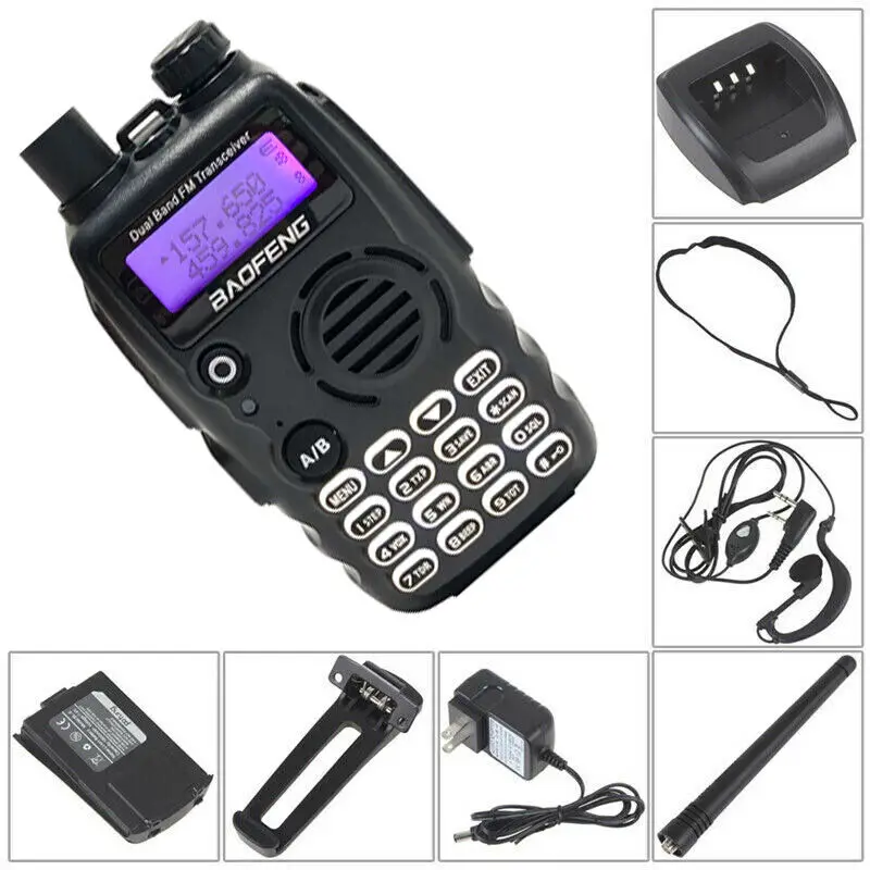 BaoFeng BF-A52 워키토키, VHF 136-147MHz 및 UHF 400-520MHz, 듀얼 밴드, 5W, 128CH VOX, 양방향 라디오, 블랙, 신제품, 2 개