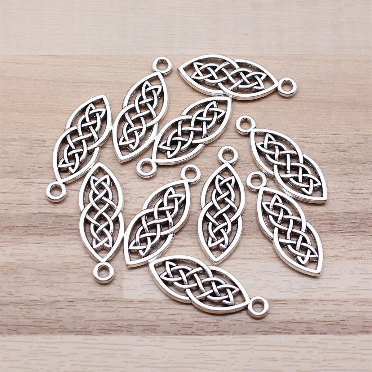 IFOCUS 10pcs/Lot Triquetra Knot Charms For DIY Jewelry Making Zinc Alloy 10x26mm/0.39x1.02inch