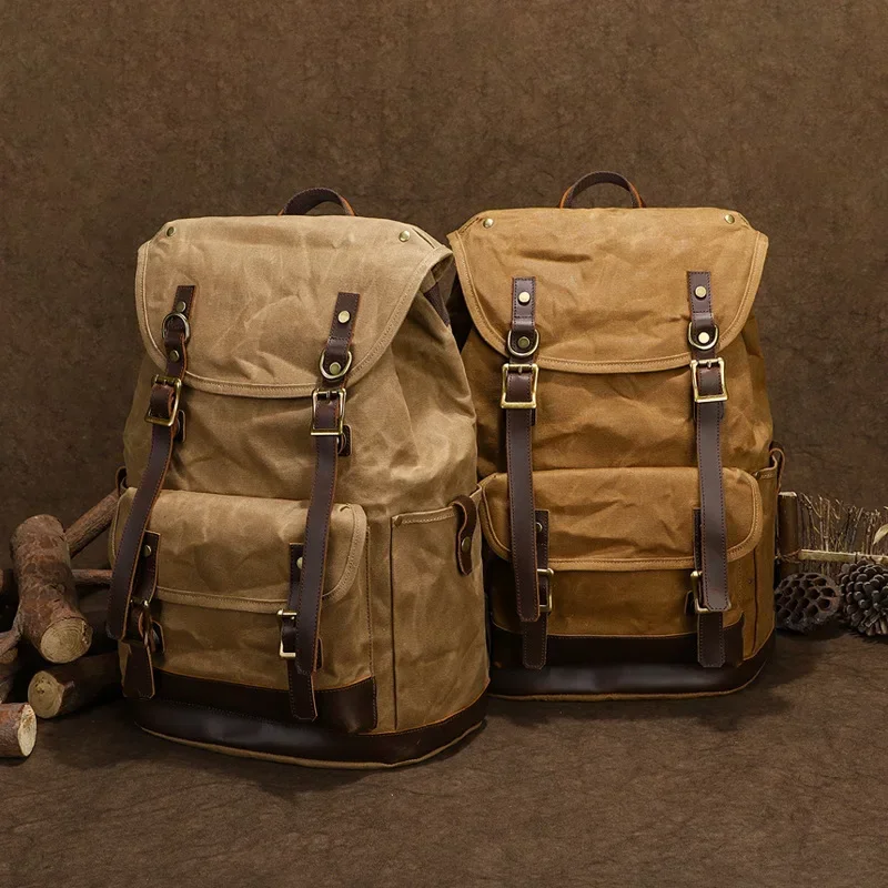 Imagem -04 - Grande Capacidade Retro Canvas Backpack Impermeável Outdoor Montanhismo Bolsa Multi Funcional Travel Bag