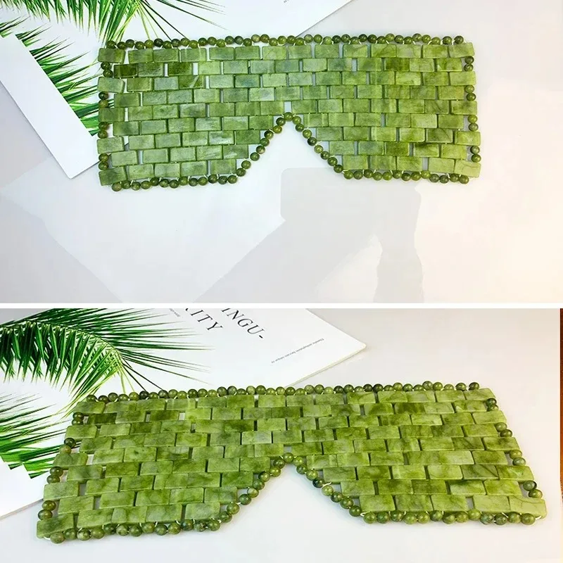 Máscara Facial de Jade Natural para ojos, masajeador refrescante para dormir, relajación, terapia de frío, SPA, herramientas de belleza