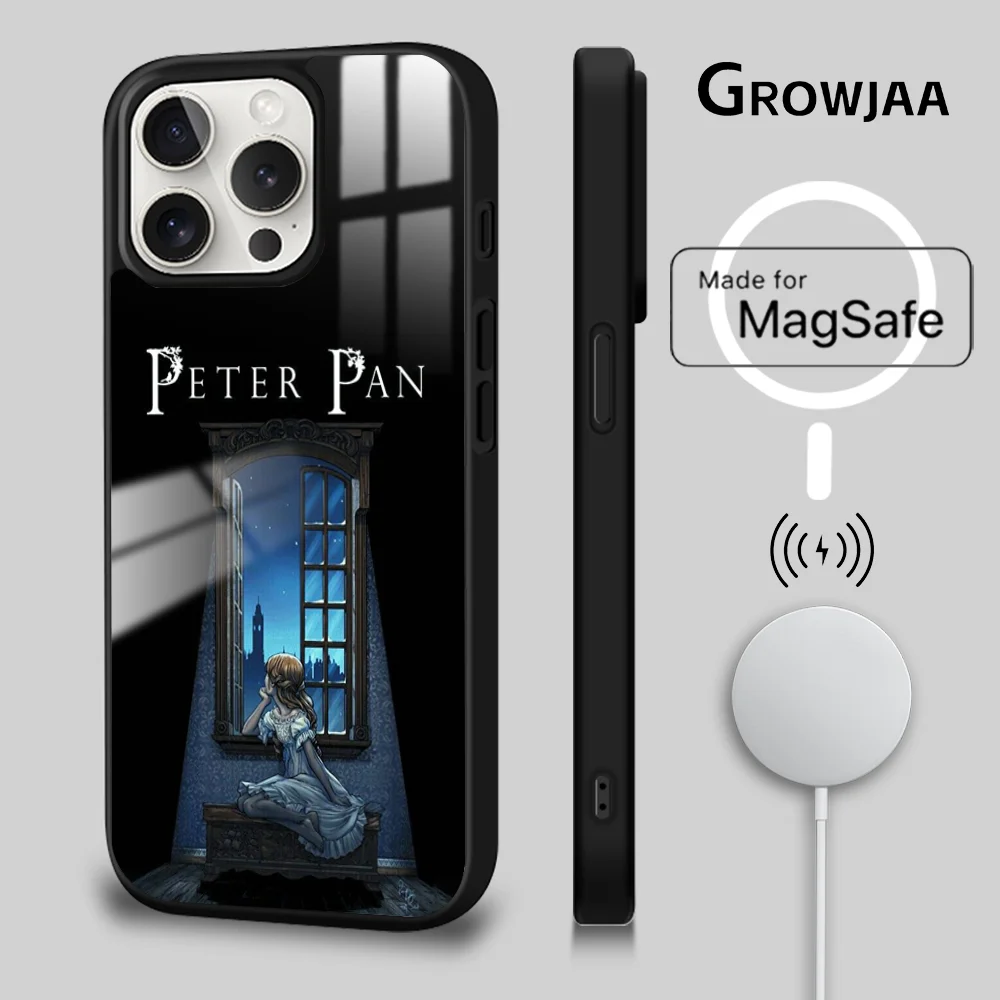 حافظة هاتف مضحكة من P-Peter Pan لهاتف iPhone 16 15 14 13 12 11 Pro Max Plus Mini Magsafe مرآة غطاء مغناطيسي لاسلكي