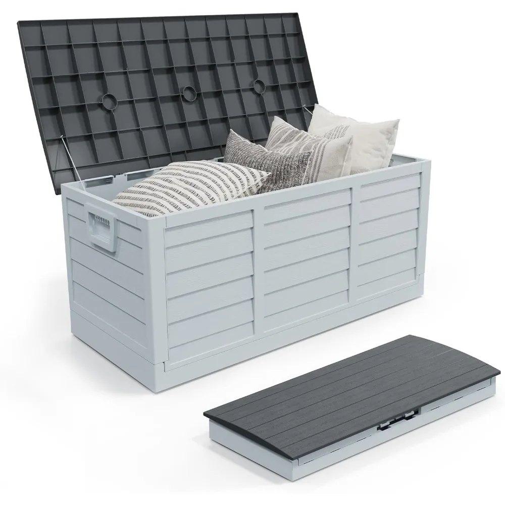 

Foldable 75 Gallon Outdoor Storage Box, Plastic Storage Containers with Lid, Patio Deck Box Furniture for Garden, Pool,