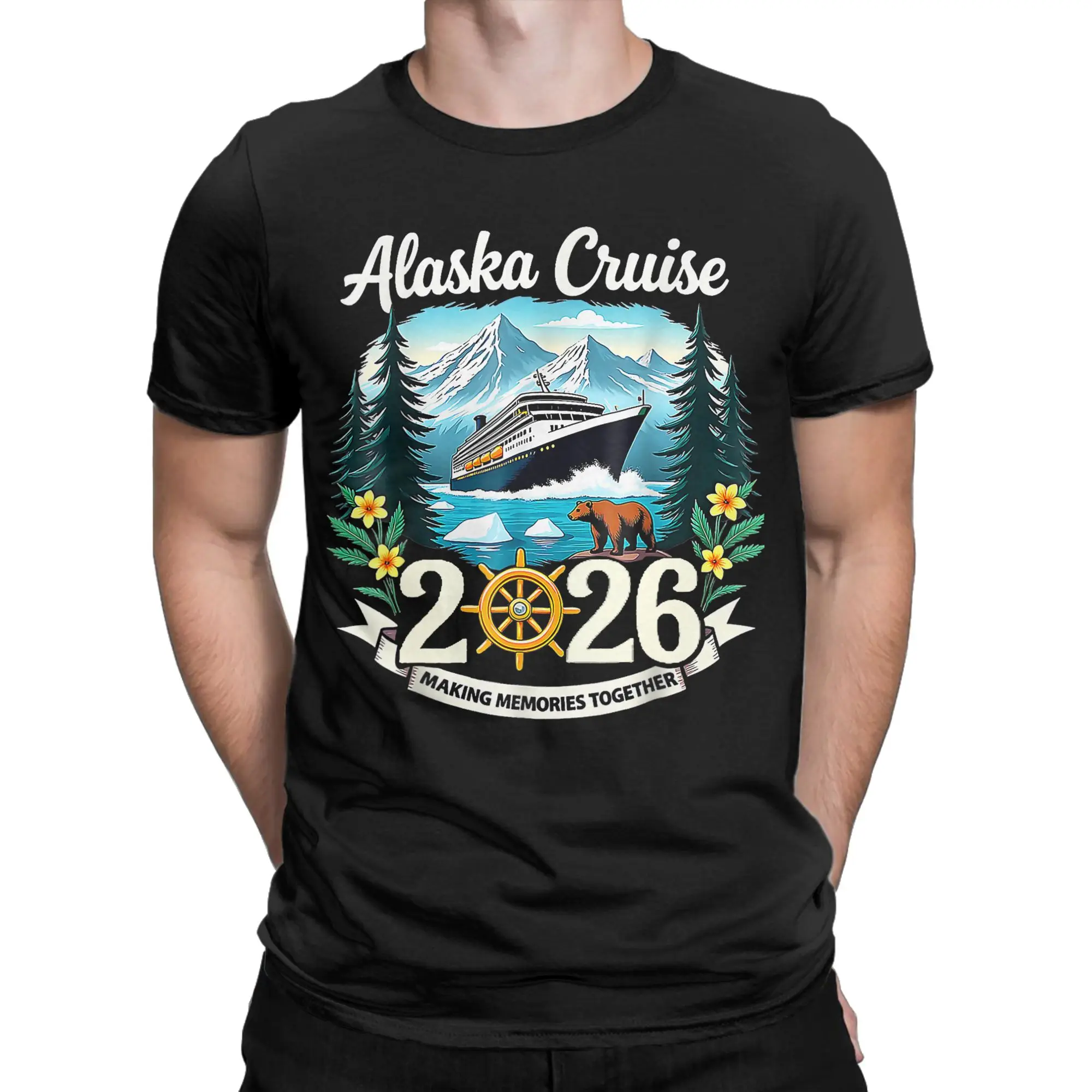Matching Family Friends and Group Alaskan Alaska Cruise 2026 T Shirt Men 100% Cotton Casual T-Shirt Tees Short Sleeve Clothing