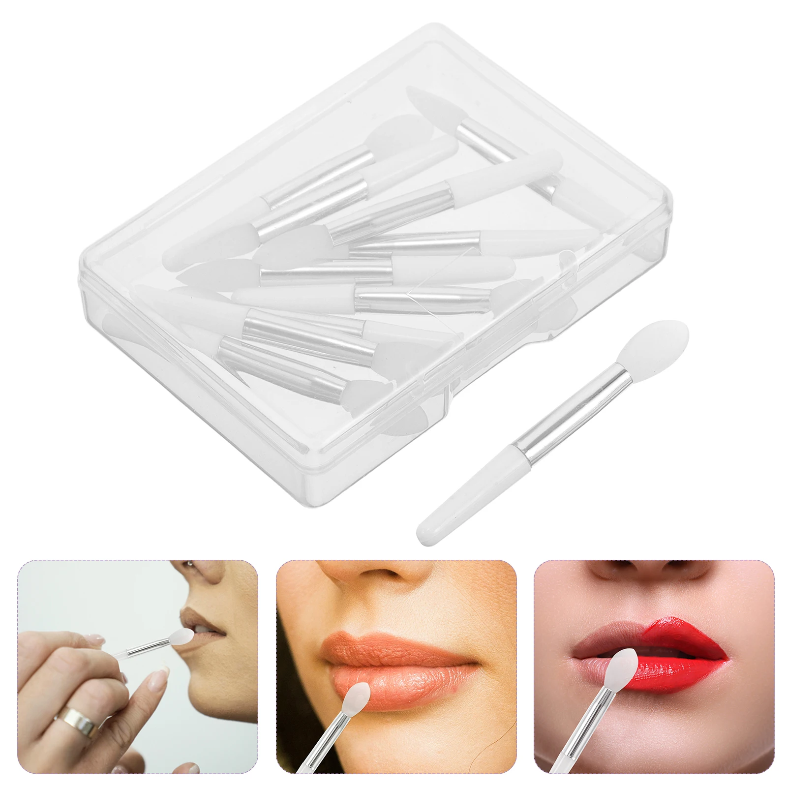 10 Uds pincel de labios brillo varita aplicadora varillas máscara pinceles de maquillaje aplicación de lápiz labial de gelatina