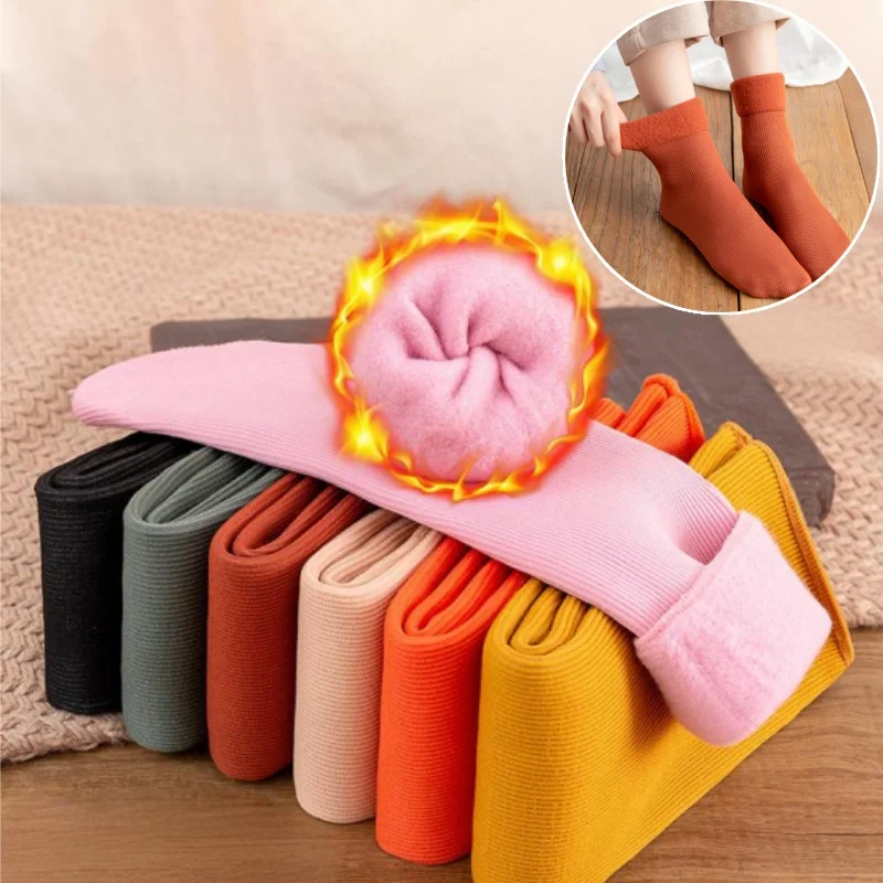 

Зимние теплые носки унисекс до середины икры, зимние носки на флисовой подкладке, нескользящие домашние тапочки, уютная домашняя одежда, толстые носки