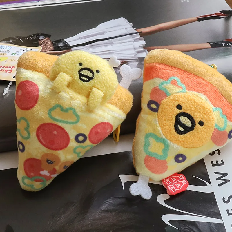 Sanrio Lazy Egg Plush Doll Chicken Leg Pizza Pendant Coin Purse Cute Little Yellow Chicken Doll Egg Shape Pendant Keychain Kawai