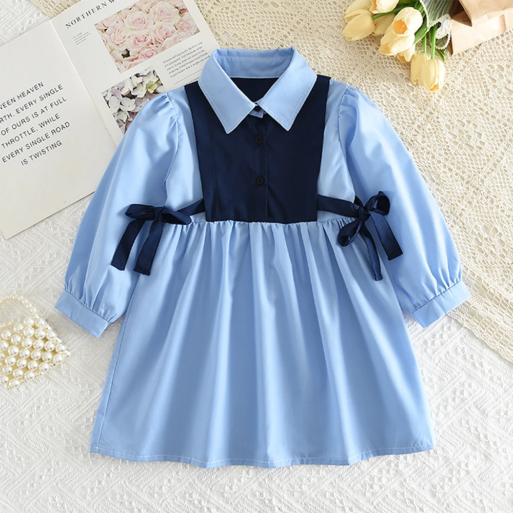 Bear Leader 3-7 Years Old Casual Children\'s Clothing Autumn Fashion Floral Dresses Long Sleeved Pleated Patchwork Girls\' Dress